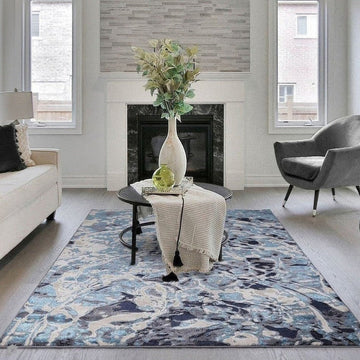 Aurora AU21 Foam Modern Abstract Distressed Marbled Metallic Shimmer Textured High-Density Soft Smooth Low Profile Polyblend Short-Pile Cream/Ivory/Beige/Steel Blue/Teal Blue/Navy Blue/Charcoal Grey/Pewter Grey/Black Rug-Asiatic Carpets-Rug Love - The Most Loved Rug Store